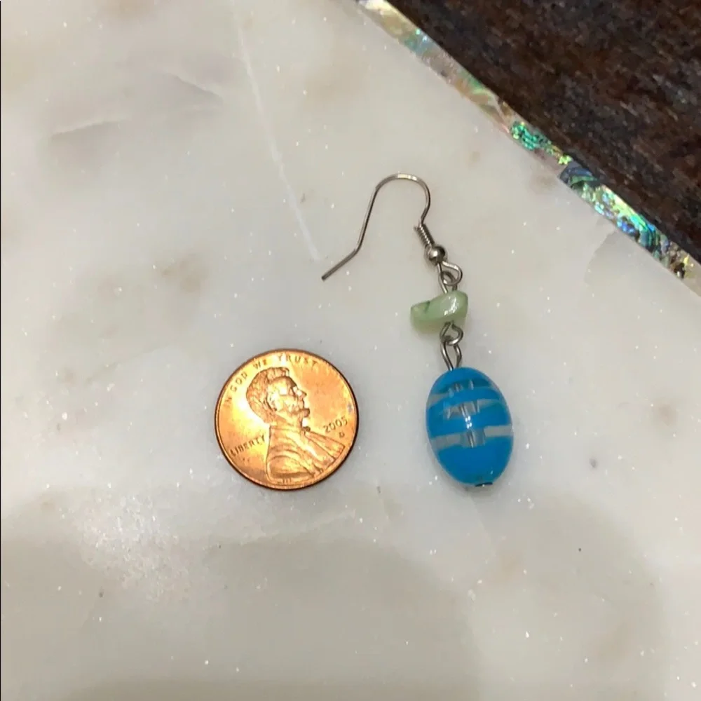 Dangly blue and green earrings